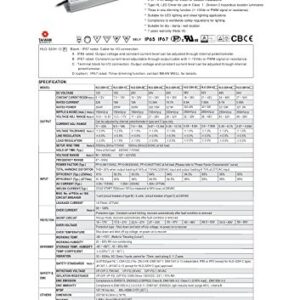 MEAN WELL HLG-320H-48B 320W 6.7A 48V Constant Voltage + Constant Current LED Driver