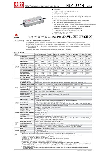 MEAN WELL HLG-320H-48B 320W 6.7A 48V Constant Voltage + Constant Current LED Driver