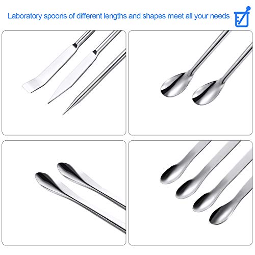 22 Pieces Stainless Steel Lab Spatula Micro Scoop Set Laboratory Sampling Spoon Mixing Spatula for Powders Gel Cap Filler