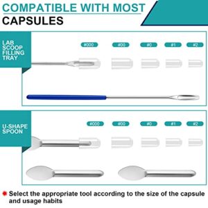 8 Piece Capsule Filling Machine Kits for Empty Pill Capsules Filler, Home & Lab Supplies - Micro Tiny Spoon Spatula, Lab Scoop Filling Tray, Herb Powder Tamper Tool, Gel Capsules Size #000 00 0 1 2 3
