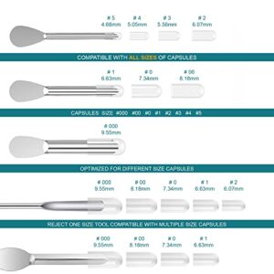 11 Piece Capsule Filling Machine Kit for Pill Filler - Micro lab Spoons Spatula Tool for Gel Capsules Empty Quickly Fill Tray with Herb Powder Tamper Tools All Sizes # 000 00 0 1 2 3 4 5