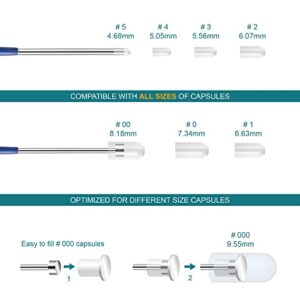 11 Piece Capsule Filling Machine Kit for Pill Filler - Micro lab Spoons Spatula Tool for Gel Capsules Empty Quickly Fill Tray with Herb Powder Tamper Tools All Sizes # 000 00 0 1 2 3 4 5