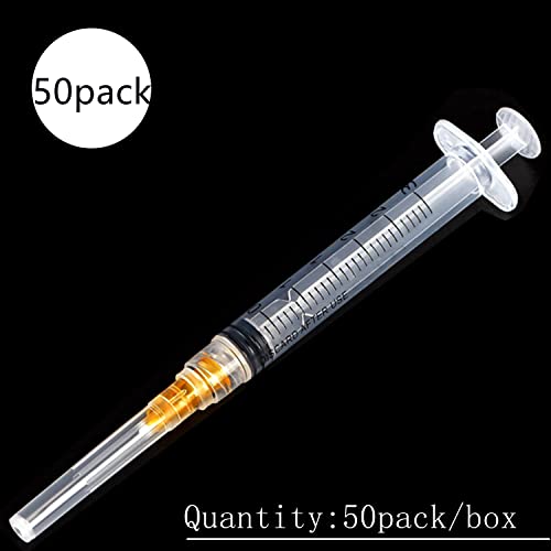 50 Pack - 3ml 25Ga Plastic Dispensing Syringe Tool, Industrial and Scientific Lab Consumables for Refilling, Measuring Liquids, Experiments Research