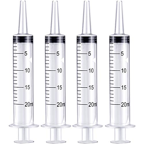 Frienda Large Plastic Syringe for Scientific Labs 4 Pack Measuring Syringe Tools Dispensing Multiple Uses