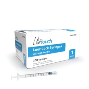litetouch 1ml luer lock syringe, sterile, individually sealed – 100 syringes per box (no needle)