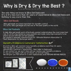 Dry & Dry" [1 Quart Premium Orange Indicating Silica Gel Desiccant Beads(Industry Standard 3-5 mm) - Rechargeable Silica Gel Beads(2 LBS)