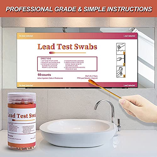 VANSFUL Lead Test swabs 60 Counts Rapid Test kit, Results in 30 Seconds, Dip in Water to Use Lead Testing Kits for Home Use, Suitable for All Painted Surfaces,Ceramics, Dishes, Metal, Wood