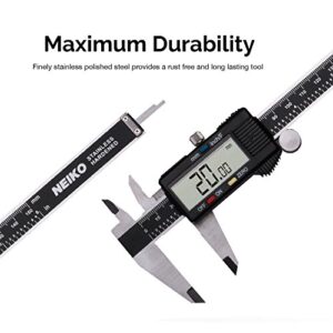 NEIKO 01407A Electronic Digital Caliper | 0-6 Inches | Stainless Steel Construction with Large LCD Screen | Quick Change Button for Inch/Fraction/Millimeter Conversions