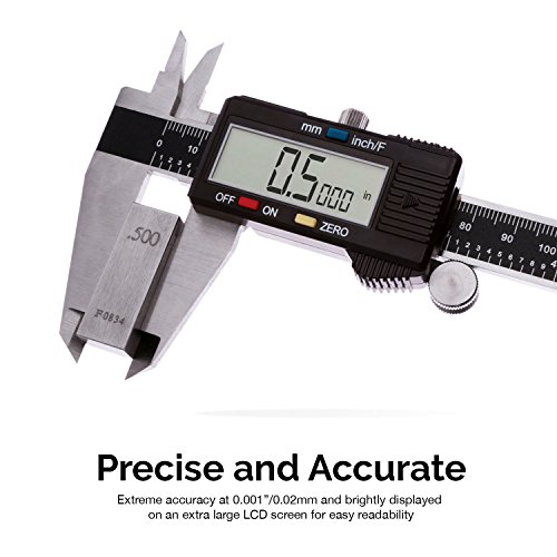 NEIKO 01407A Electronic Digital Caliper | 0-6 Inches | Stainless Steel Construction with Large LCD Screen | Quick Change Button for Inch/Fraction/Millimeter Conversions