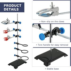 FLKQC Laboratory Grade Metalware Set | Chemistry Laboratory Stand Set, Lab Instrument Supports Lab Clamp Flask Clamp Condenser Stand 23.6in/60cm