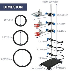 FLKQC Laboratory Grade Metalware Set | Chemistry Laboratory Stand Set, Lab Instrument Supports Lab Clamp Flask Clamp Condenser Stand 23.6in/60cm