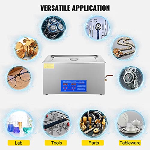 VEVOR 30L Industrial Ultrasonic Cleaner with Digital Timer&Heater 40kHz Professional Large Ultrasonic Cleaner Total 1200W for Wrench Tools Industrial Parts Mental Instrument Apparatus Cleaning