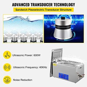 VEVOR 30L Industrial Ultrasonic Cleaner with Digital Timer&Heater 40kHz Professional Large Ultrasonic Cleaner Total 1200W for Wrench Tools Industrial Parts Mental Instrument Apparatus Cleaning