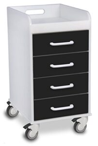 trippnt 51146 polyethylene compact 4 drawer locking cart, 14 3/8″ width x 27 7/8″ height x 18 3/8″ depth, black