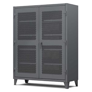 strong hold extra heavy duty 12 ga cabinet with ventilated doors – 60 in. w x 24 in. d x 78 in. h – 56-v-244