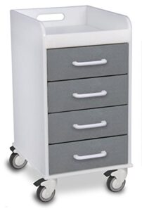 trippnt 51088 polyethylene compact locking cart, 14″ width x 27″ height x 19″ depth, 4 drawers, silver metallic