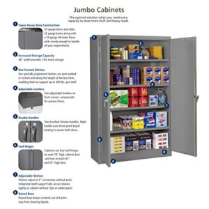 Tennsco J1878SULGY Assembled Jumbo Steel Storage Cabinet, 48w x 18d x 78h, Light Gray