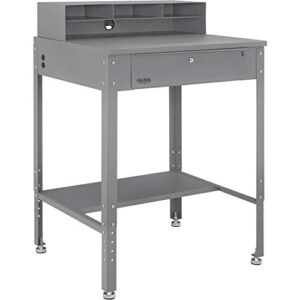 flat top shop desk w pigeonhole compartments, 34-1/2″w x 30″ d, gray