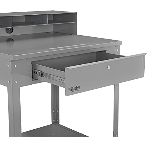 Flat Top Shop Desk w Pigeonhole Compartments, 34-1/2"W x 30" D, Gray