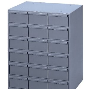Durham 006-95 Gray Cold Rolled Steel Vertical Storage Cabinet, 17-1/4" Width x 21-1/4" Height x 11-5/8" Depth, 18 Drawer