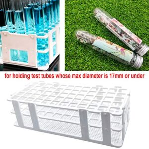 Luckkyme Plastic Test Tube Rack 2 Pack White 60 Holes Lab Test Tube Rack Holder for 17mm and Below The Test Tubes, Detachable, 60 Holes