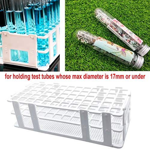 Luckkyme Plastic Test Tube Rack 2 Pack White 60 Holes Lab Test Tube Rack Holder for 17mm and Below The Test Tubes, Detachable, 60 Holes