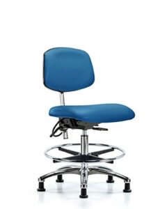 labtech seating lt43533 class 100 clean room/esd vinyl medium bench chair chrome base, chrome foot ring, esd glides, blue