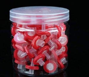 100 count syringe filter, ptfe hydrofilic membrane 13mm diameter 0.22um pore size, syringe lab filters, non sterile filtration (red)