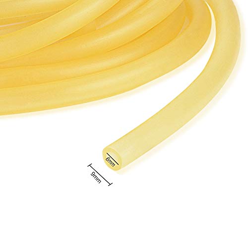 StonyLab Rubber Tubing, Pure Latex Amber Tubing Natural Rubber Tube 3/8 inch (9 mm) OD 1/4 inch (6 mm) ID Highly Elastic and Strong, 3 Meter
