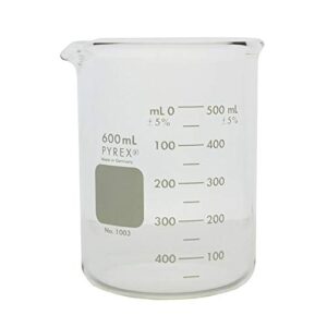 pyrex heavy duty griffin 1003 600ml beaker double scale graduated; each