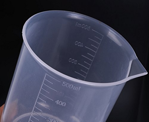 Shapenty 5 Sizes 50ml / 100ml /250ml /500ml /1000ml Capacity Clear Plastic Graduated Measuring Beaker Set Liquid Cup Container, 5PCS