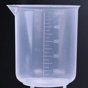 Shapenty 5 Sizes 50ml / 100ml /250ml /500ml /1000ml Capacity Clear Plastic Graduated Measuring Beaker Set Liquid Cup Container, 5PCS