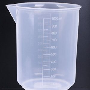 Shapenty 5 Sizes 50ml / 100ml /250ml /500ml /1000ml Capacity Clear Plastic Graduated Measuring Beaker Set Liquid Cup Container, 5PCS