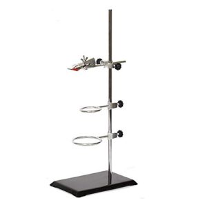 laboratory retort support stand for titration extraction – xmwangzi, with a burette clamp and 2 flask ring clamps, used in chemistry or physics lab (rodlength 16”)