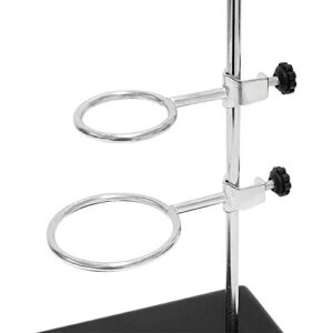 Laboratory Retort Support Stand for Titration Extraction - XMWangzi, with a Burette Clamp and 2 Flask Ring Clamps, Used in Chemistry or Physics Lab (RodLength 16'')