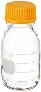 pyrex 250ml round media storage bottles, with gl45 screw cap, ea