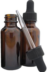 dropperstop™ 1oz amber glass dropper bottles (30ml) with tapered glass droppers – pack of 2