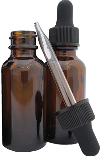 DropperStop™ 1oz Amber Glass Dropper Bottles (30mL) with Tapered Glass Droppers - Pack of 2