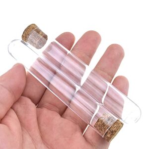acoeitl clear plastic test tubes with cork caps visible vials easy mark 15x100mm 10ml tight seal no leak slim holder handy in pocket keep pill dry for aquarium seed beads powder spice lab candy 10pcs