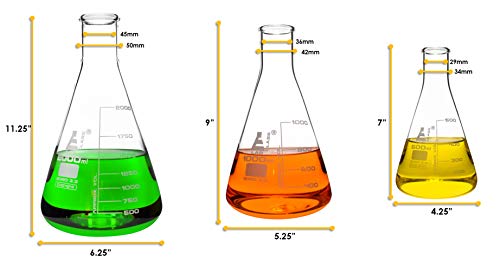 Chemistry Lab Glassware Set, 9 Pieces - Includes 3 Beakers, 3 Erlenmeyer Flasks & 3 ASTM, Class A Graduated Cylinders - Borosilicate 3.3 Glass – Eisco Labs