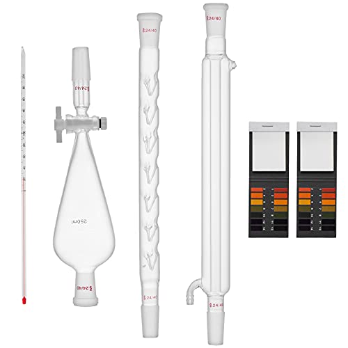 VEVOR New Laboratory Glassware 24/40 Chemistry Glassware 29PCS Chemistry Lab Glassware Kit 250 1000ml for Distillations Separation Purification Synthesis 24/40 29PCS