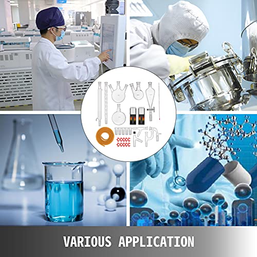 VEVOR New Laboratory Glassware 24/40 Chemistry Glassware 29PCS Chemistry Lab Glassware Kit 250 1000ml for Distillations Separation Purification Synthesis 24/40 29PCS