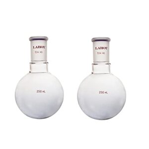 laboy glass 250ml single neck round bottom boiling flask heavy wall with 24/40 joint heating distillation reaction receiving flask organic chemistry lab glassware 2pcs