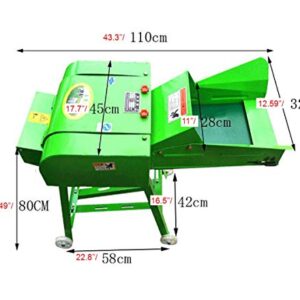 txmachine Hay Cutter Dry-Wet Hay Straw Cutter Forage Crop Crusher 2.2KW Cattle Sheep Feed Processing Machine for Corn Straw,Yellow Bamboo Straw with Motor 4 Blades (red, 220V/50HZ)