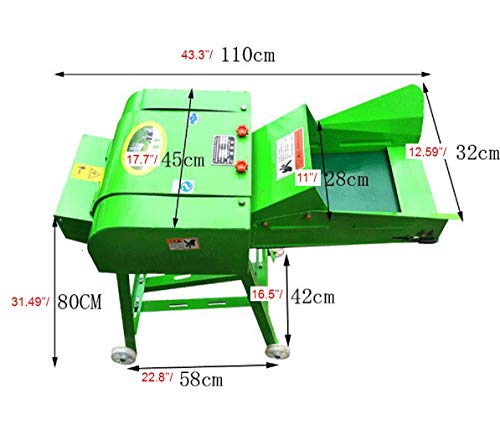 txmachine Hay Cutter Dry-Wet Hay Straw Cutter Forage Crop Crusher 2.2KW Cattle Sheep Feed Processing Machine for Corn Straw,Yellow Bamboo Straw with Motor 4 Blades (red, 220V/50HZ)