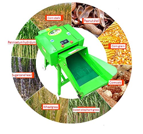 txmachine Hay Cutter Dry-Wet Hay Straw Cutter Forage Crop Crusher 2.2KW Cattle Sheep Feed Processing Machine for Corn Straw,Yellow Bamboo Straw with Motor 4 Blades (red, 220V/50HZ)