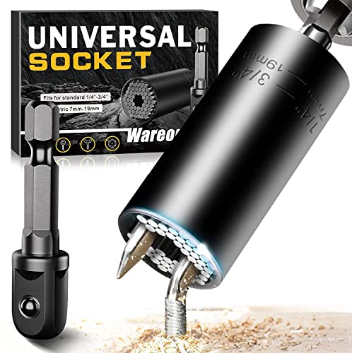 Valentines Day Gifts for Him-Universal Socket Tools Gifts Stocking Stuffers for Men, Birthday Gifts Cool Stuff Gadgets for Men Dad Husband Boyfriend, Tools Socket Set with Power Drill Adapter(7-19 MM)