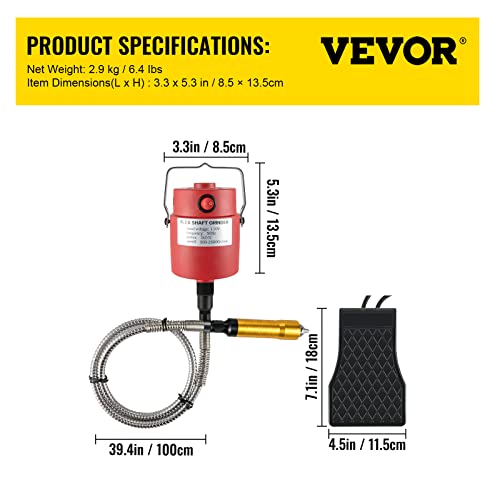 VEVOR Flex Shaft Grinder 560W Rotary Tool with 1/4" 3-Jaw Chuck & Stepless Speed Foot Pedal Rotary Carver 500-25000RPM Hanging Grinding Machine 131PCS for Carving, Buffing,Drilling,Polishing