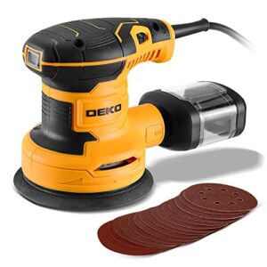 dekopro random orbit sander 2.5a with 16pcs sandpapers, 6 variable speed 14000rpm electric sander, 5 inches hand sander tool, high performance dust collection system, fit for woodworking/sanding