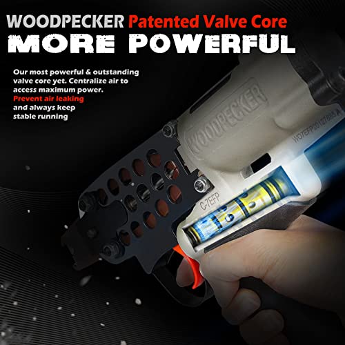 WOODPECKER C-7EF 15 Gauge Pneumatic Hog Ring Gun, Intensified Power, 3/4-inch Crown 7.0mm Closure Diameter, Air Hog Ring Plier Tool for Wire Cages, Fencing
